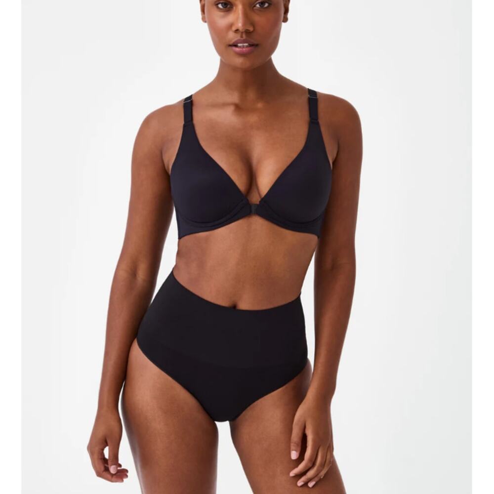 Spanx Women's Very Black Adjustable‎ Plunge Wireless Lift Bra Size 32D